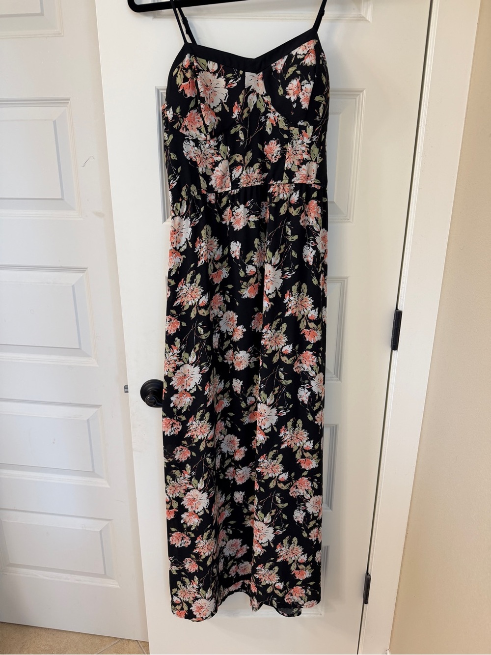 Xhilaration Black Maxi Dress with Pink Floral Print